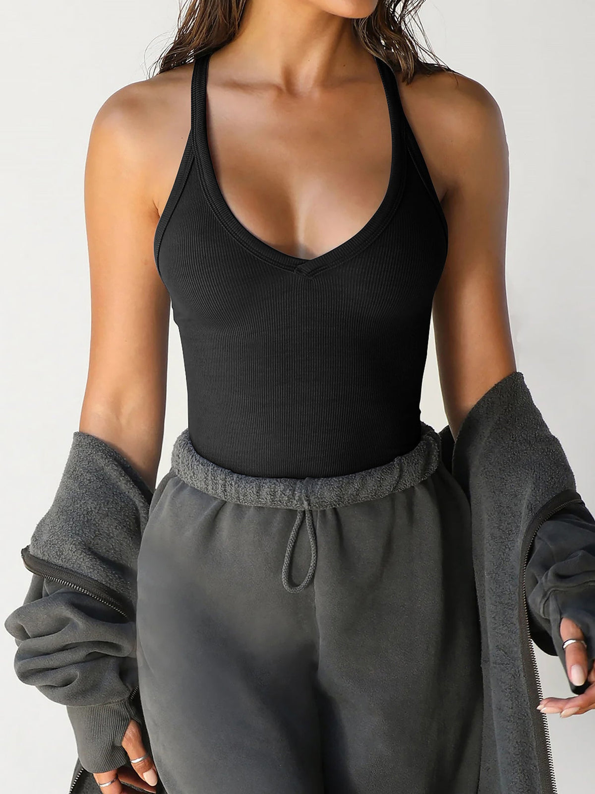 Solid Color Sleeveless Knitted Tank Top