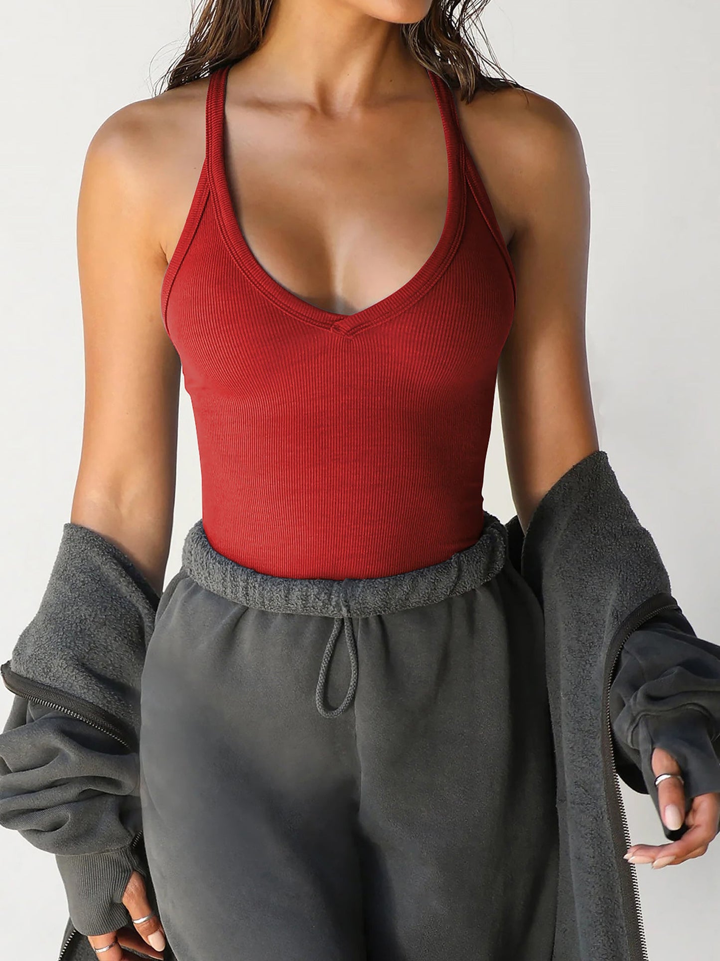 Solid Color Sleeveless Knitted Tank Top