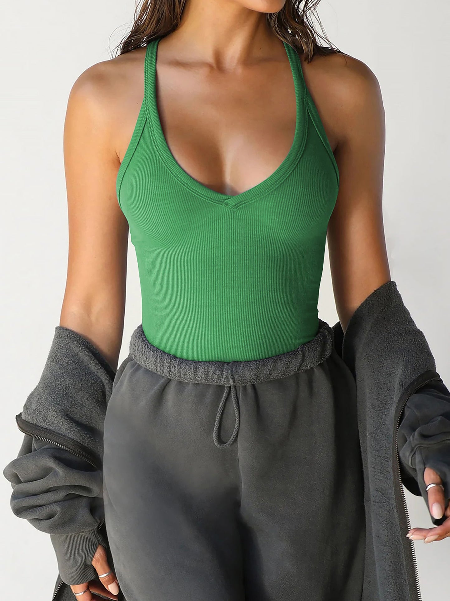 Solid Color Sleeveless Knitted Tank Top