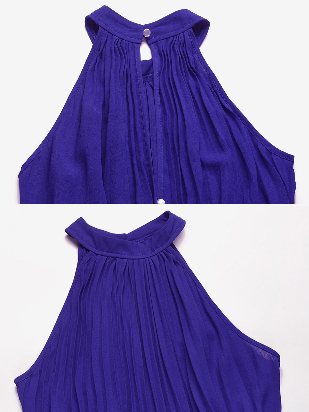 Halter Neck Sleeveless Pleated Wide Leg Jumpsuits