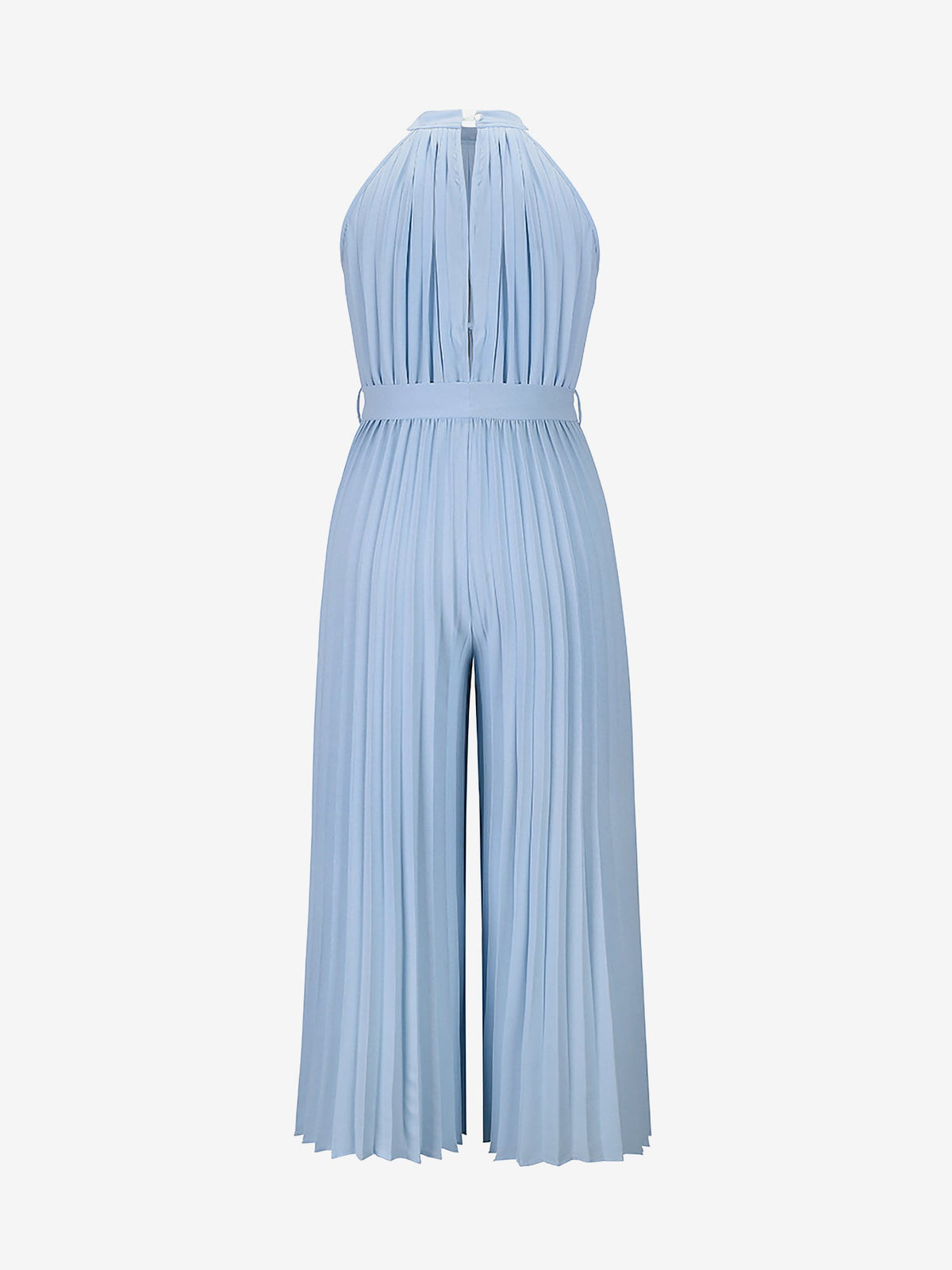 Halter Neck Sleeveless Pleated Wide Leg Jumpsuits