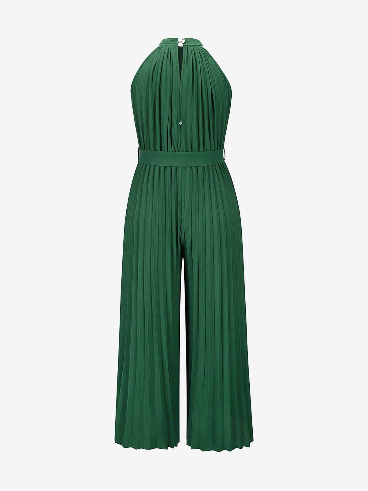 Halter Neck Sleeveless Pleated Wide Leg Jumpsuits