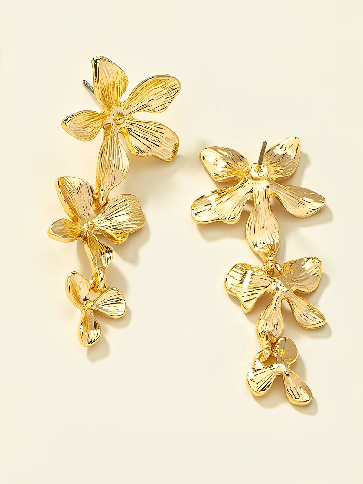 Flower Shape Irregular Metal Golden Alloy Earrings