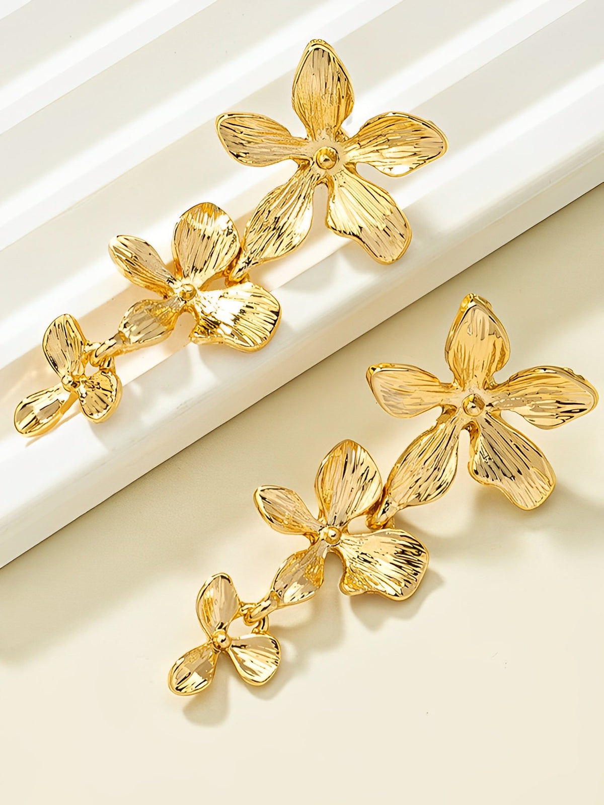 Flower Shape Irregular Metal Golden Alloy Earrings