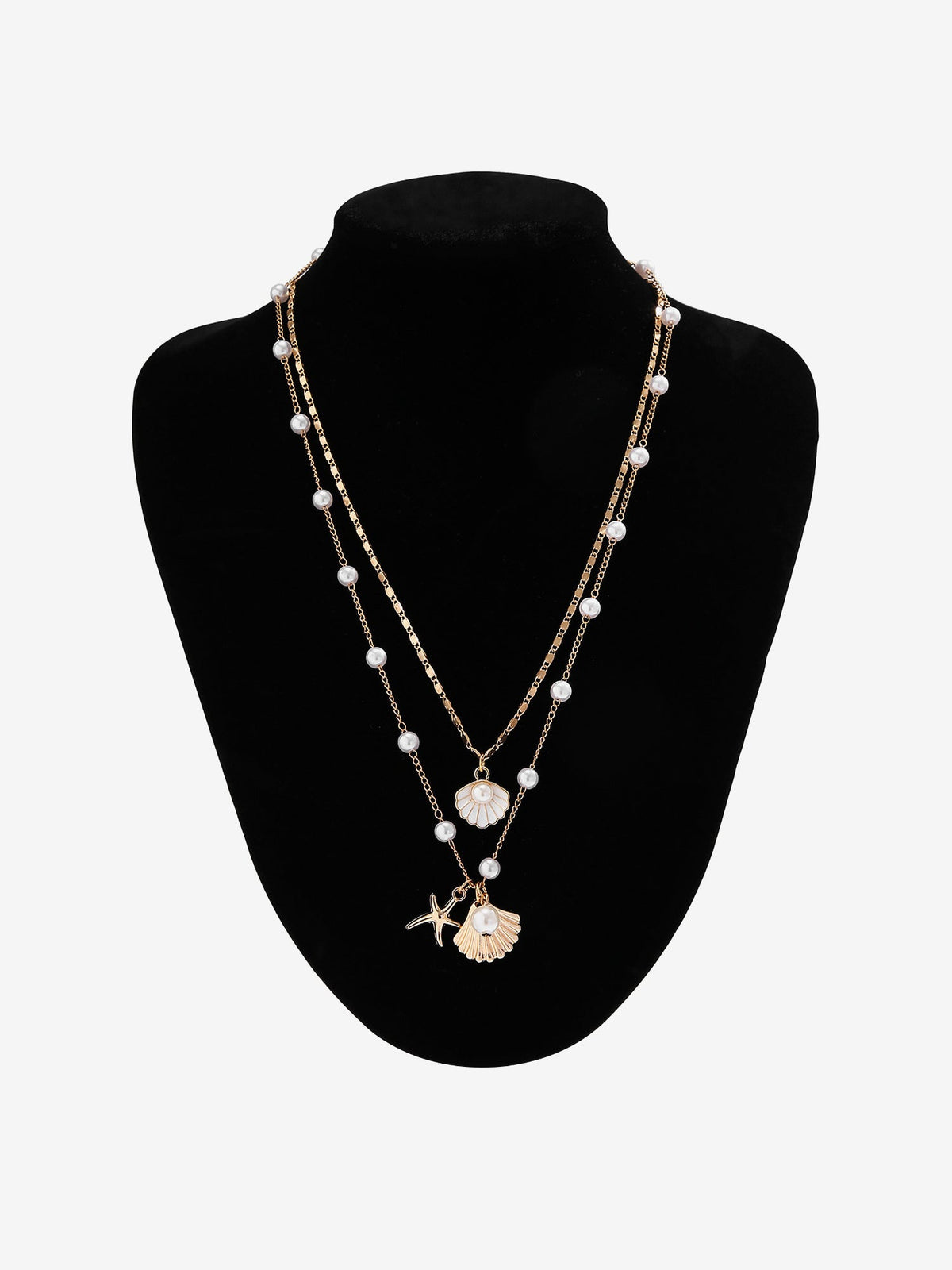Ocean Style Shell Starfish Faux Pearl Necklace Set