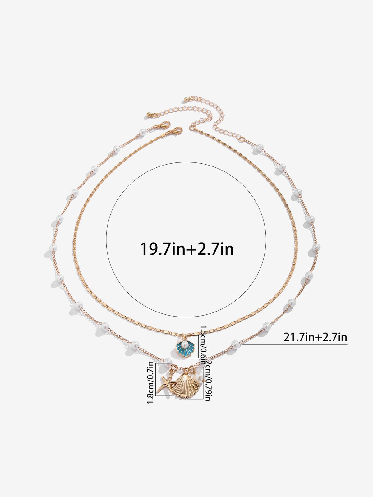 Ocean Style Shell Starfish Faux Pearl Necklace Set