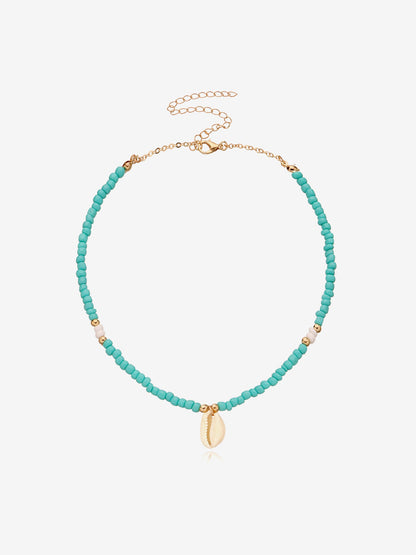 Ocean Style Simple Shell Pendant Beaded Necklace