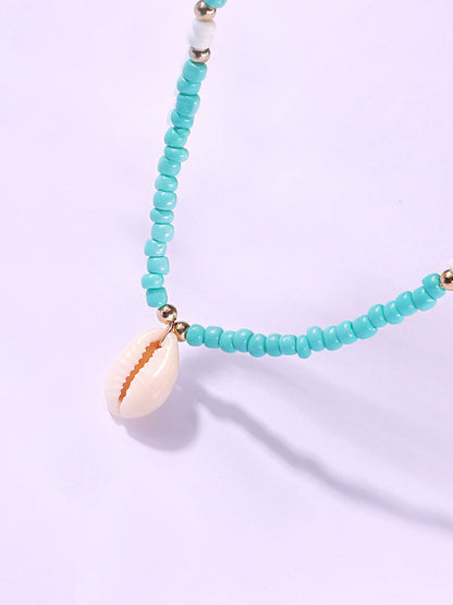 Ocean Style Simple Shell Pendant Beaded Necklace