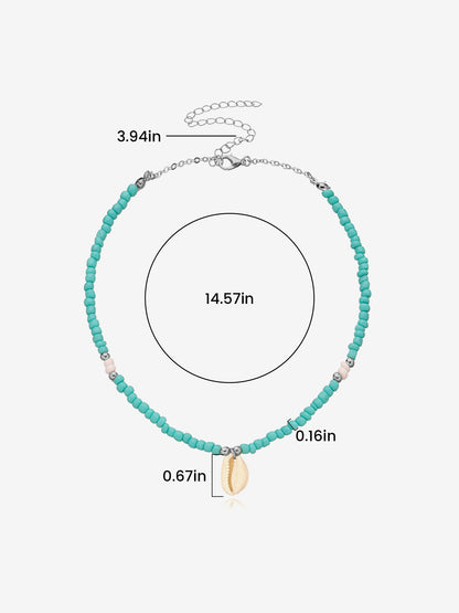 Ocean Style Simple Shell Pendant Beaded Necklace
