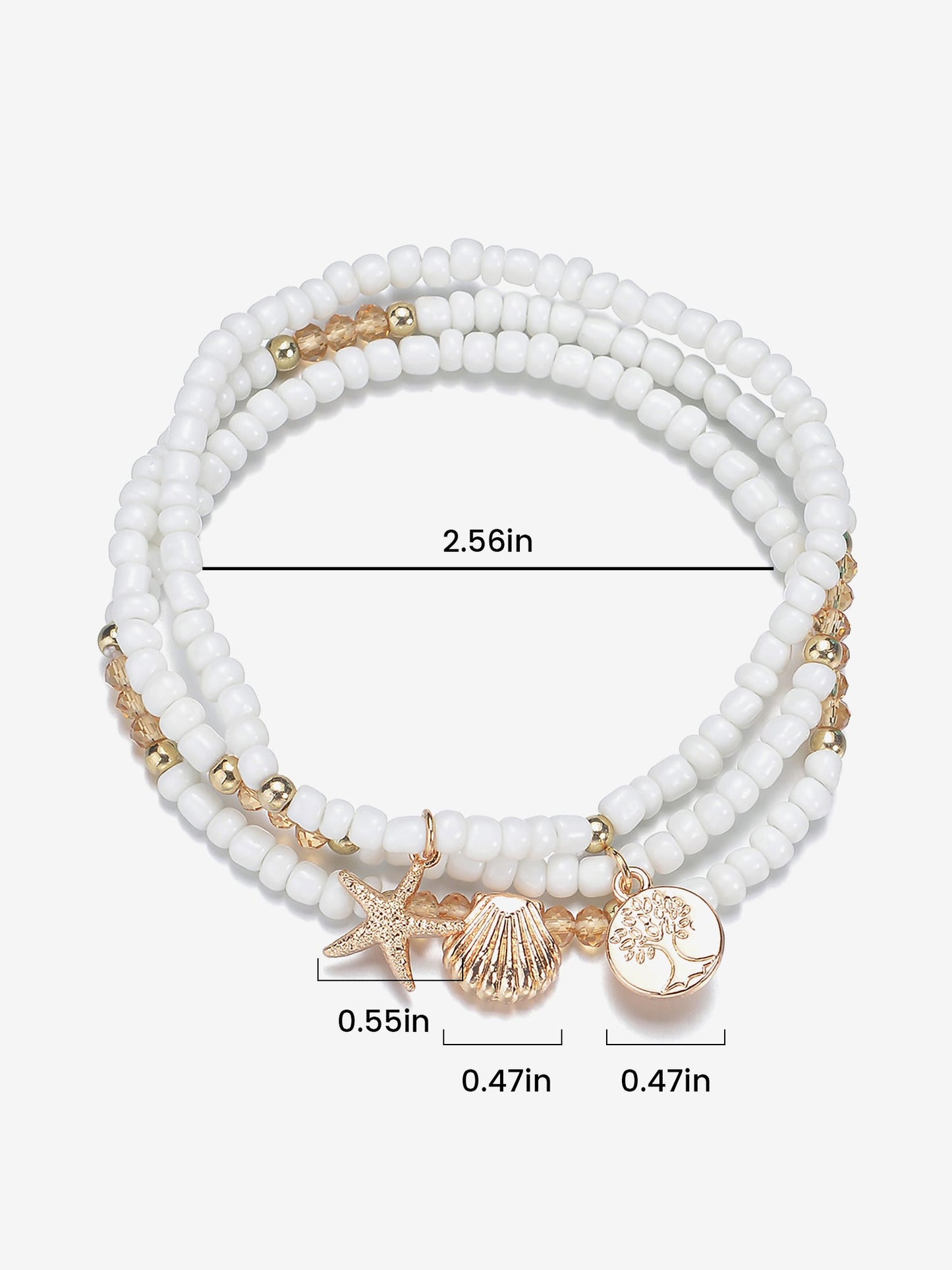 Rust-Resistant Ocean Style Alloy Pendant Beaded Adjustable Anklet Set