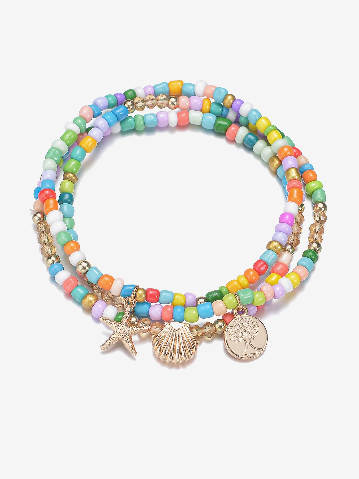 Rust-Resistant Ocean Style Alloy Pendant Beaded Adjustable Anklet Set