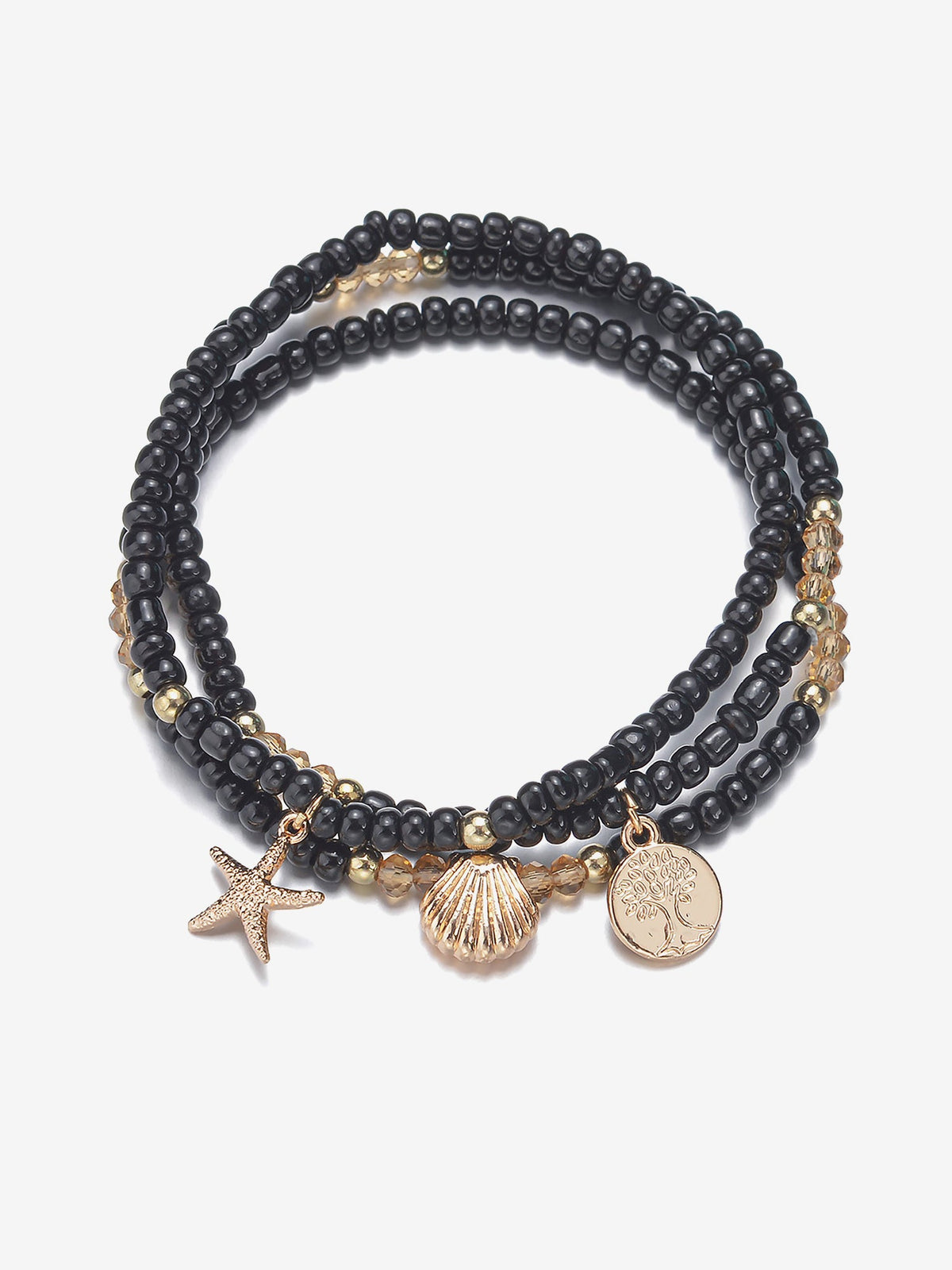 Rust-Resistant Ocean Style Alloy Pendant Beaded Adjustable Anklet Set