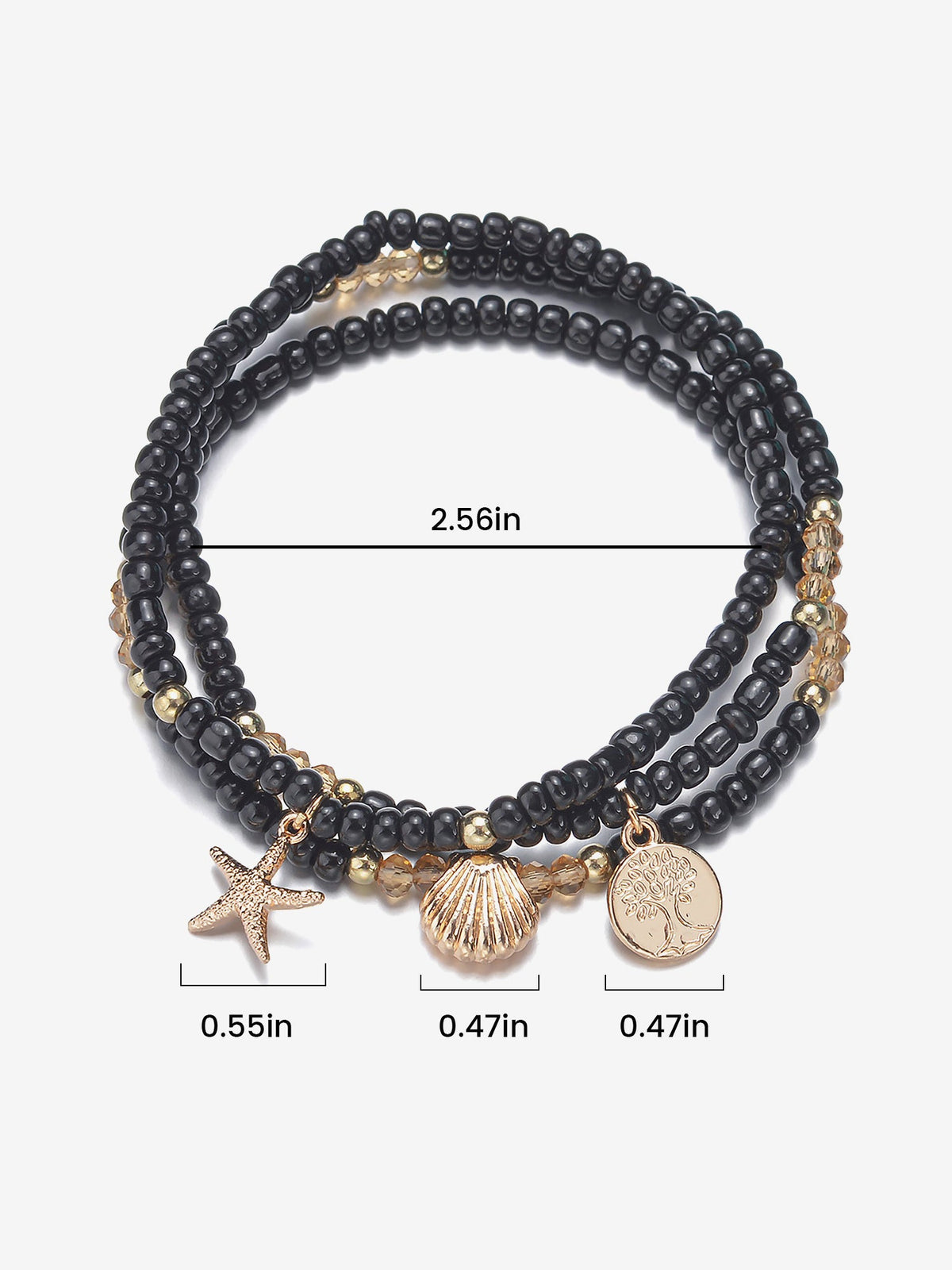Rust-Resistant Ocean Style Alloy Pendant Beaded Adjustable Anklet Set