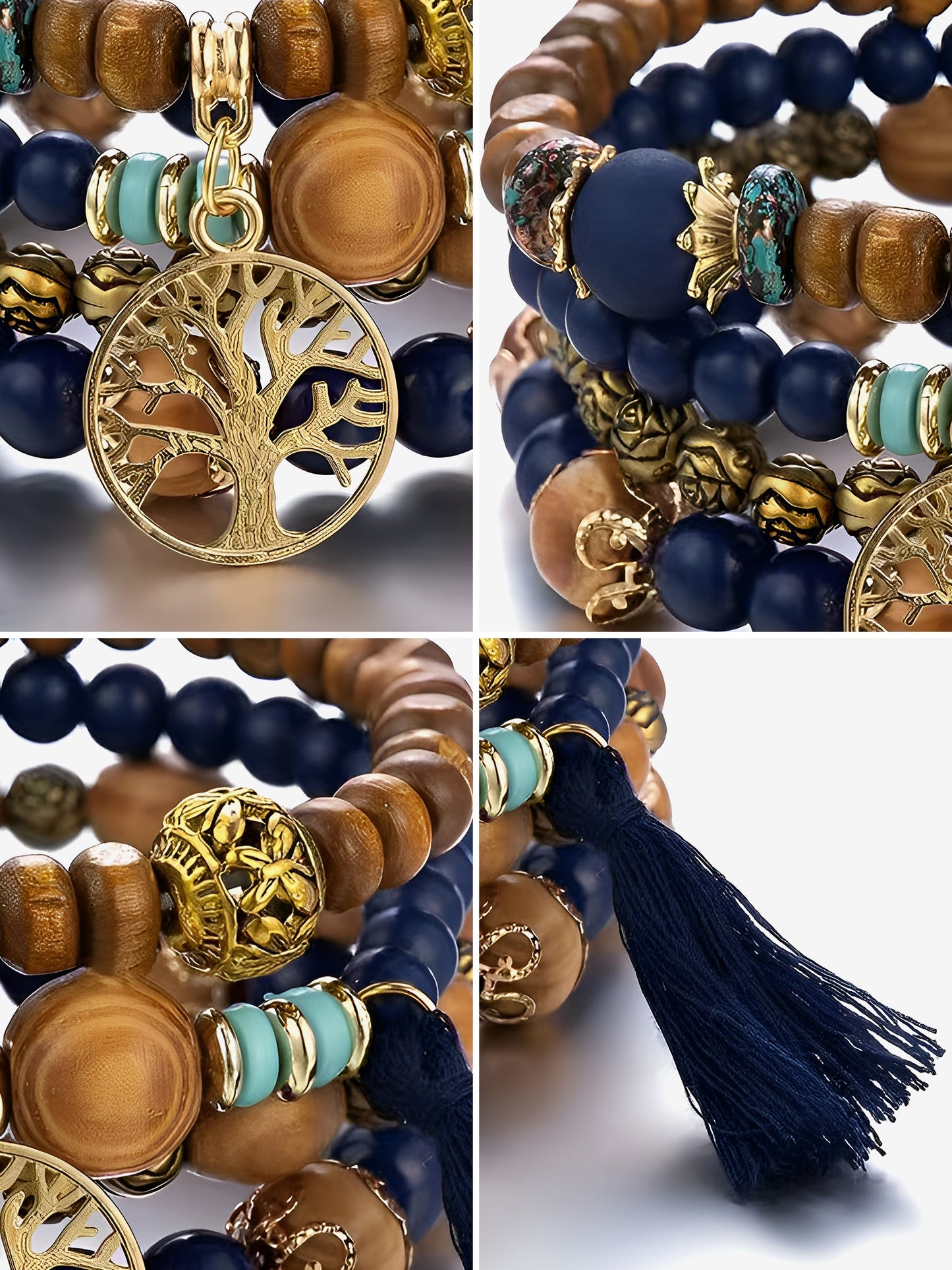 Bohemian Style Multi-Layered Wooden Beaded Bracelet