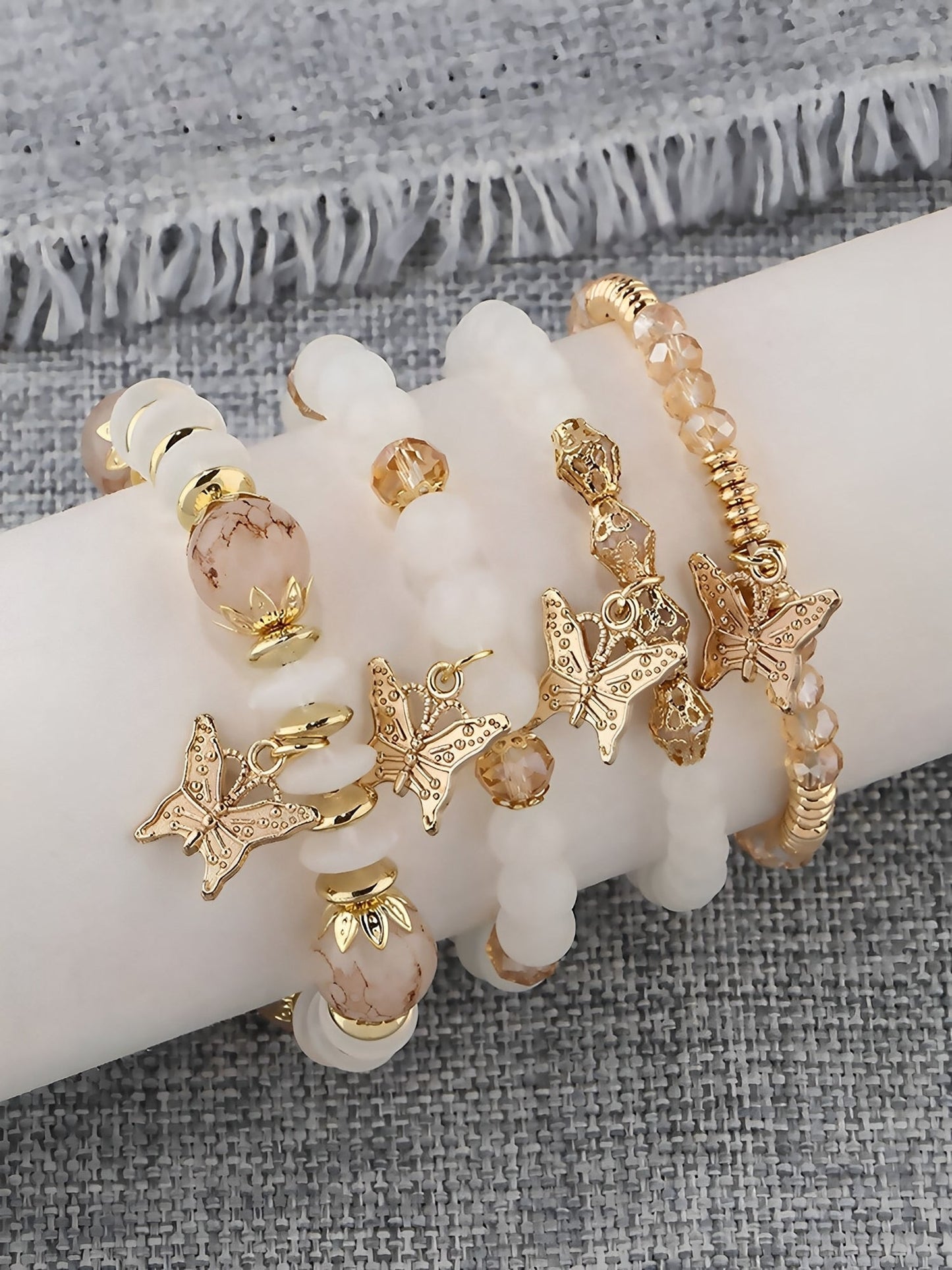 Bohemian Multi-Layered Beaded Butterfly Pendant Bracelets