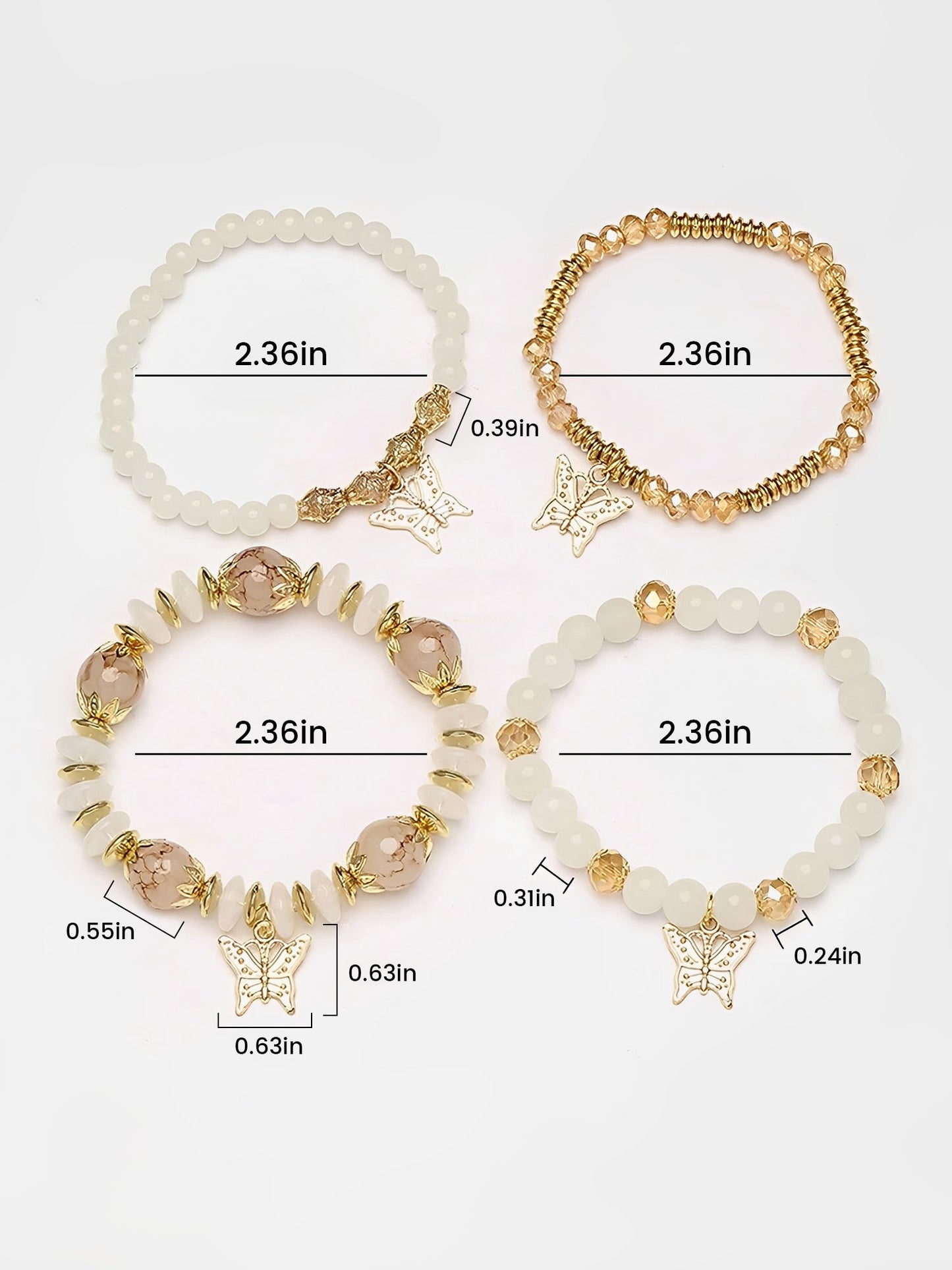 Bohemian Multi-Layered Beaded Butterfly Pendant Bracelets