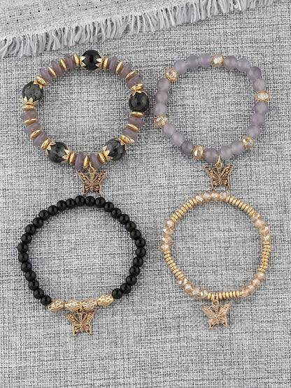Bohemian Multi-Layered Beaded Butterfly Pendant Bracelets