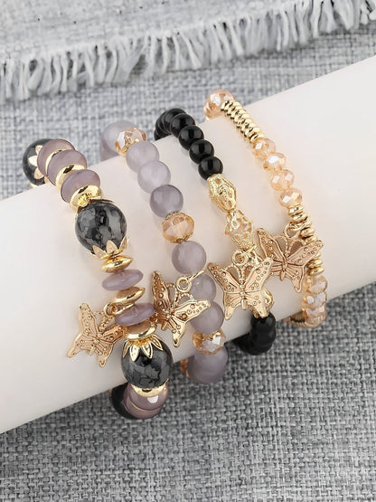 Bohemian Multi-Layered Beaded Butterfly Pendant Bracelets