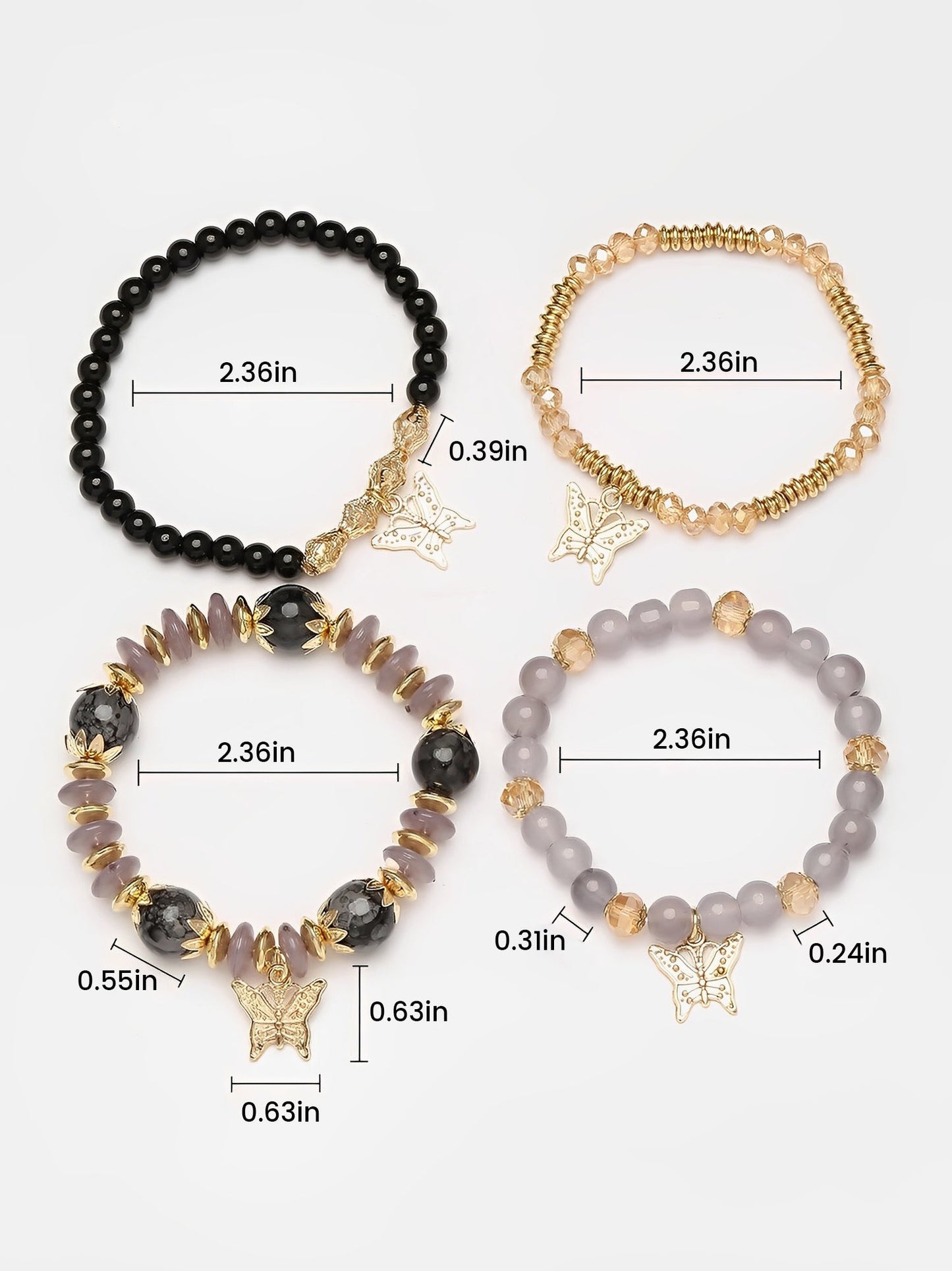 Bohemian Multi-Layered Beaded Butterfly Pendant Bracelets