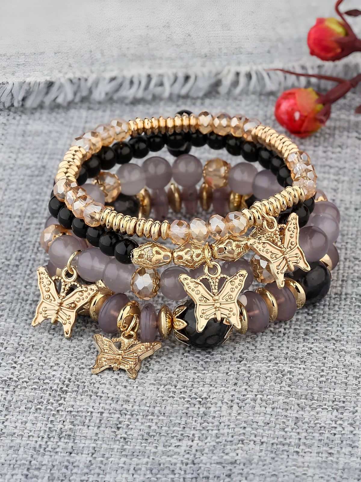Bohemian Multi-Layered Beaded Butterfly Pendant Bracelets