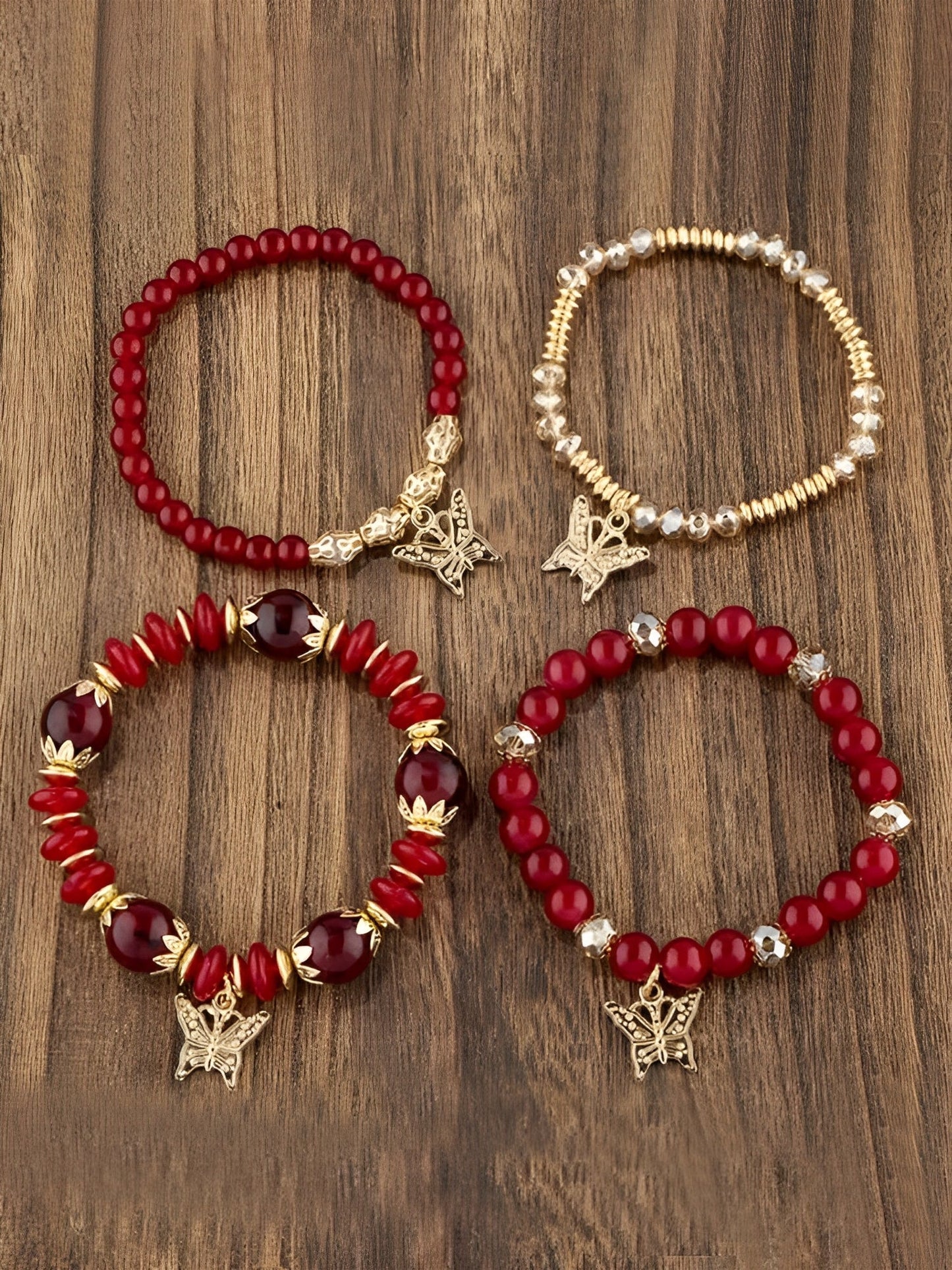 Bohemian Multi-Layered Beaded Butterfly Pendant Bracelets