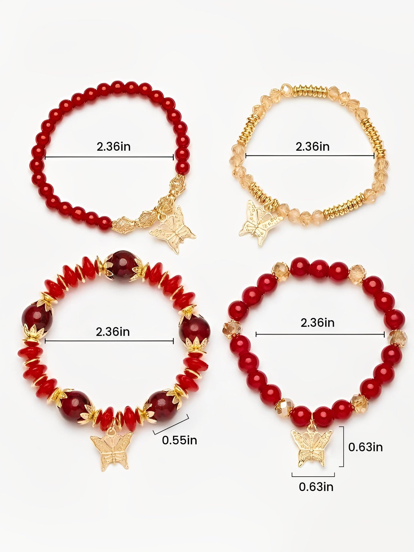 Bohemian Multi-Layered Beaded Butterfly Pendant Bracelets