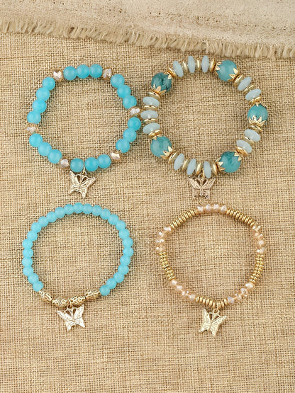 Bohemian Multi-Layered Beaded Butterfly Pendant Bracelets