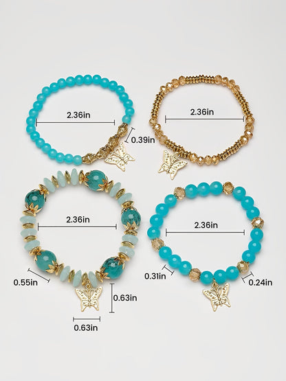 Bohemian Multi-Layered Beaded Butterfly Pendant Bracelets
