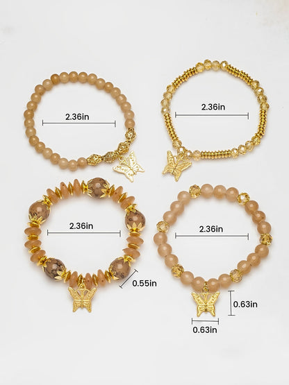 Bohemian Multi-Layered Beaded Butterfly Pendant Bracelets