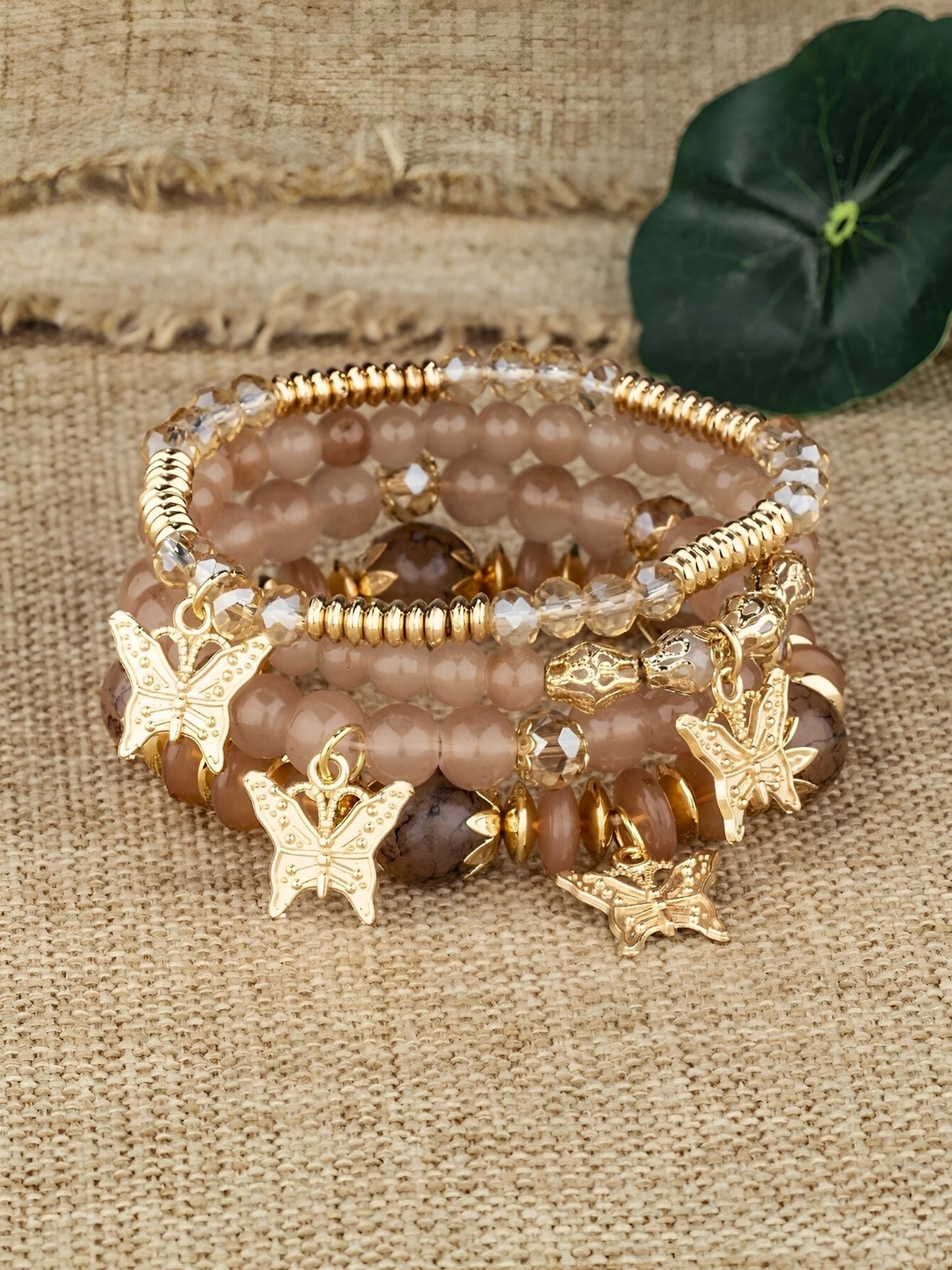 Bohemian Multi-Layered Beaded Butterfly Pendant Bracelets