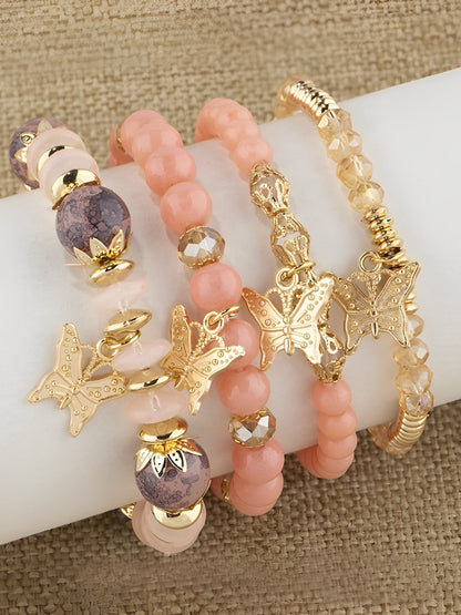 Bohemian Multi-Layered Beaded Butterfly Pendant Bracelets