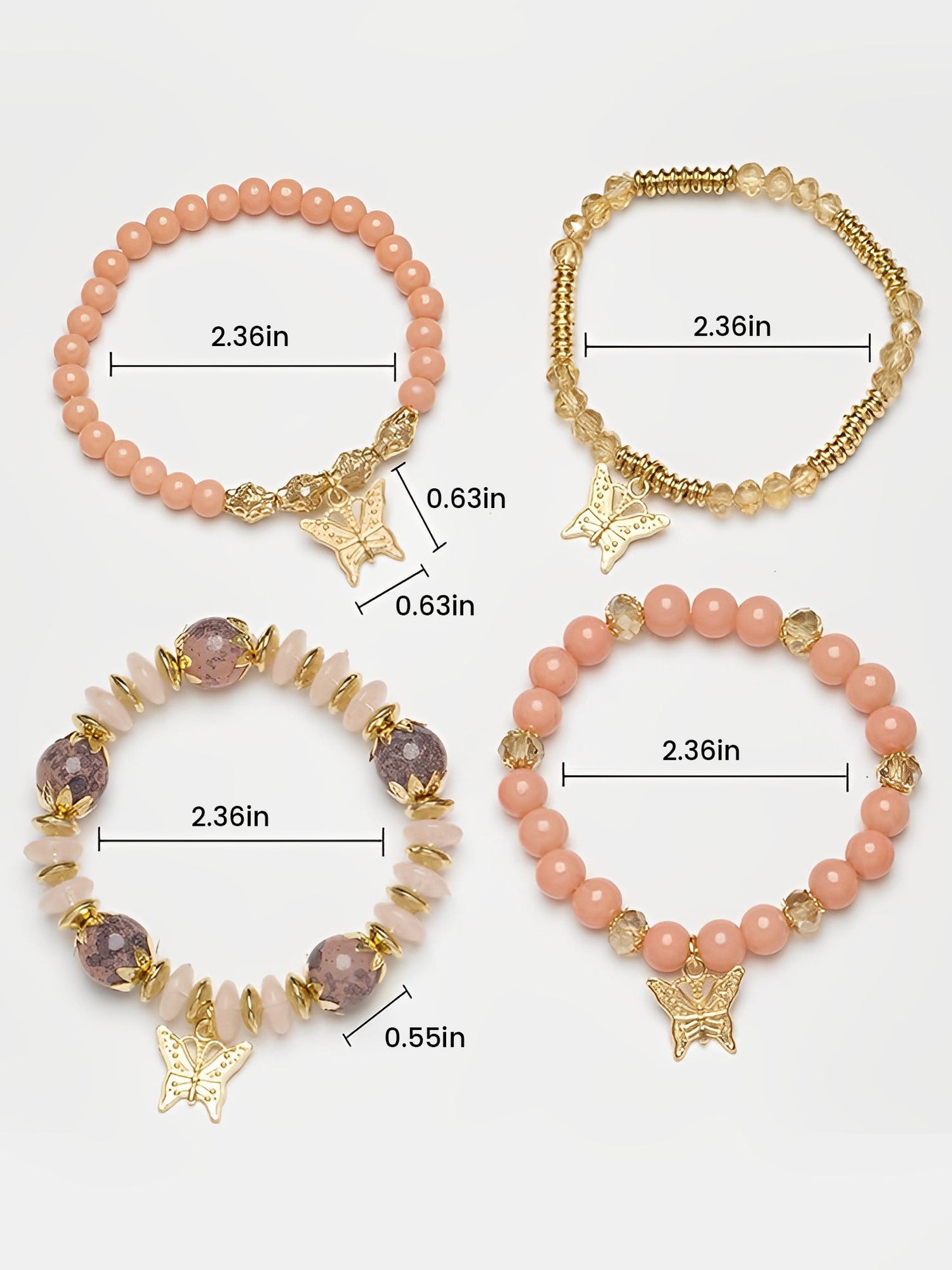 Bohemian Multi-Layered Beaded Butterfly Pendant Bracelets