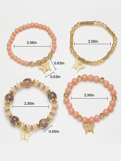 Bohemian Multi-Layered Beaded Butterfly Pendant Bracelets