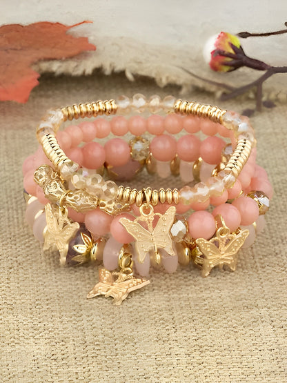 Bohemian Multi-Layered Beaded Butterfly Pendant Bracelets