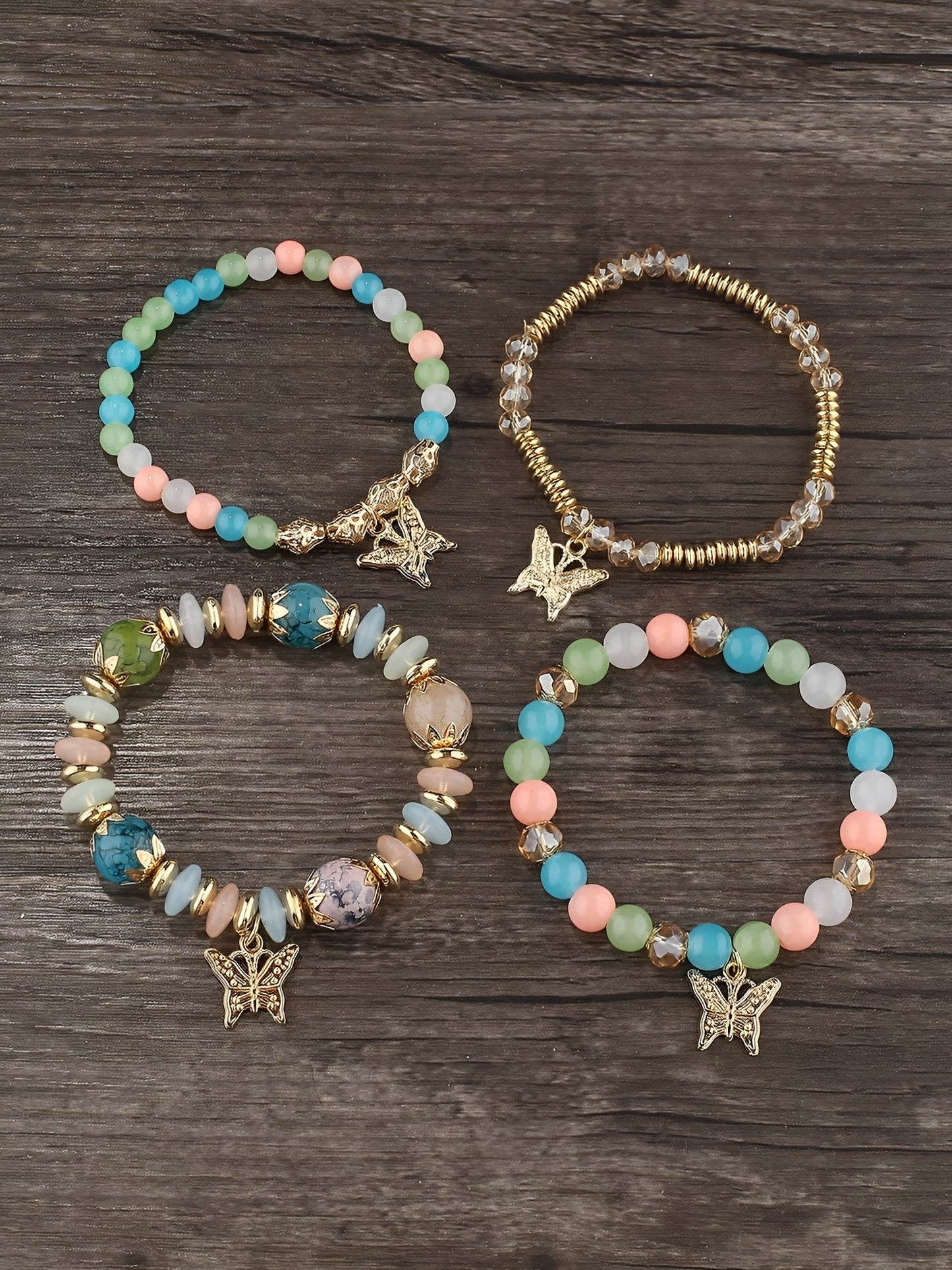 Bohemian Multi-Layered Beaded Butterfly Pendant Bracelets