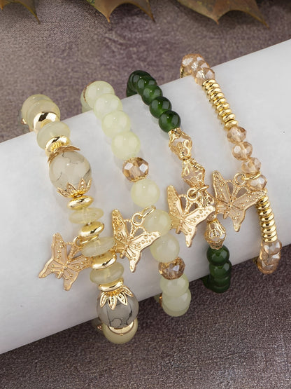 Bohemian Multi-Layered Beaded Butterfly Pendant Bracelets