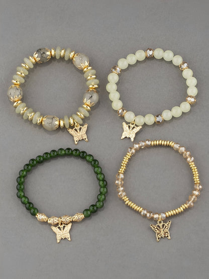 Bohemian Multi-Layered Beaded Butterfly Pendant Bracelets