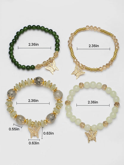 Bohemian Multi-Layered Beaded Butterfly Pendant Bracelets