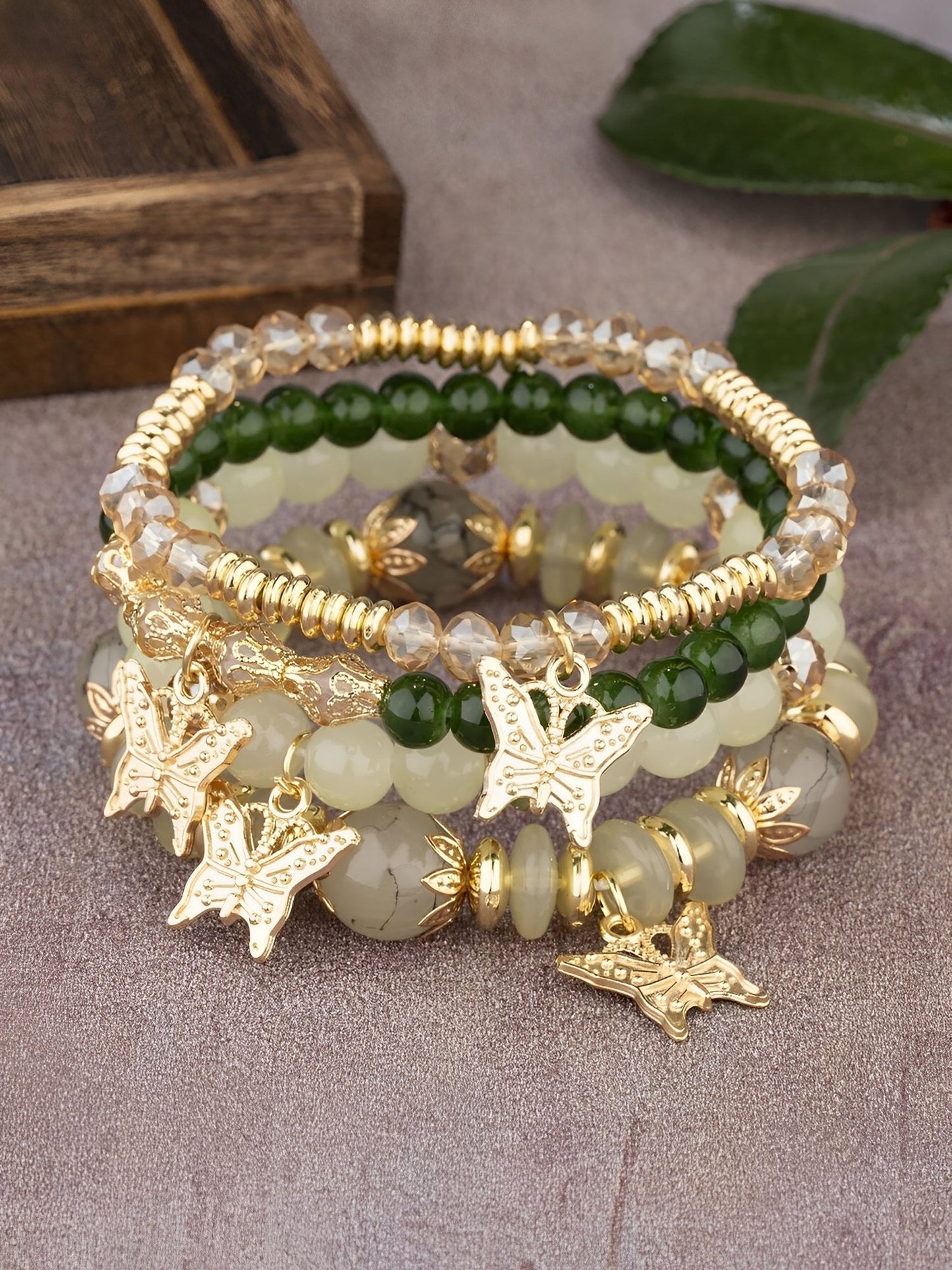 Bohemian Multi-Layered Beaded Butterfly Pendant Bracelets