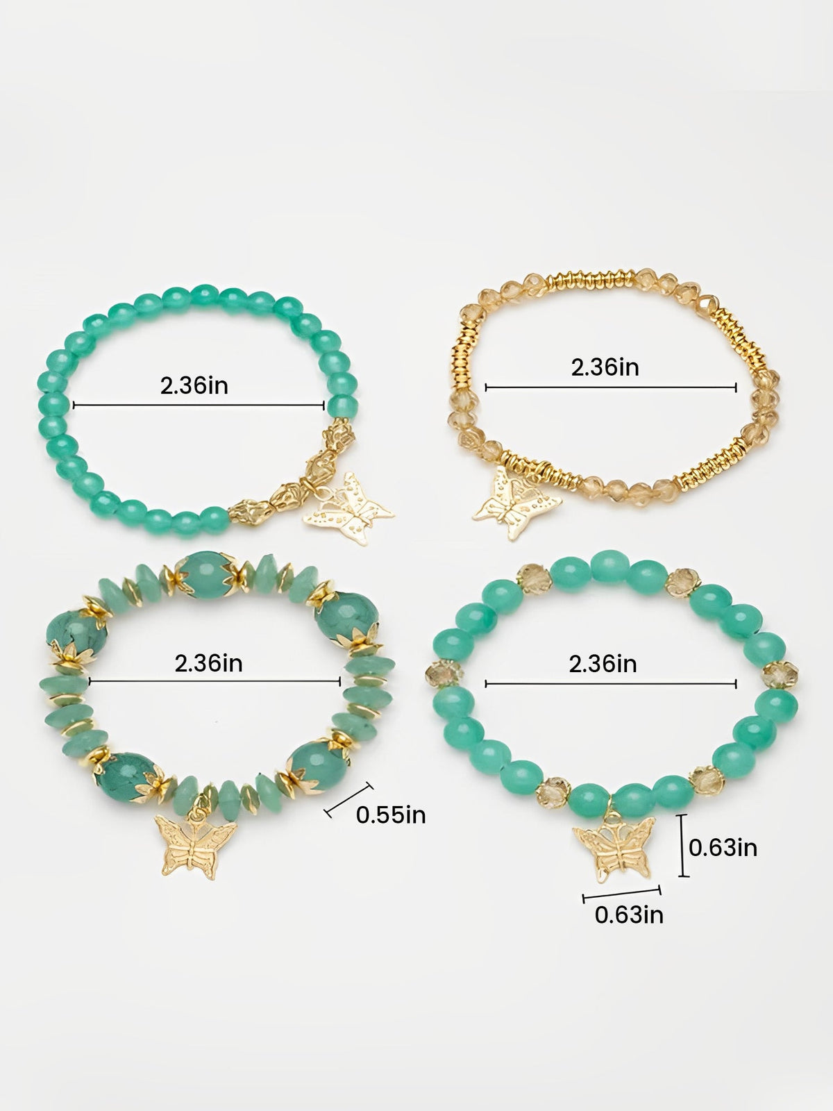Bohemian Multi-Layered Beaded Butterfly Pendant Bracelets