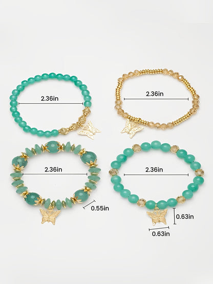 Bohemian Multi-Layered Beaded Butterfly Pendant Bracelets