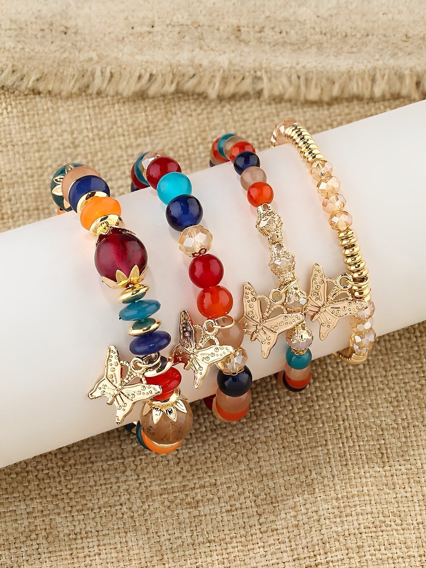 Bohemian Multi-Layered Beaded Butterfly Pendant Bracelets