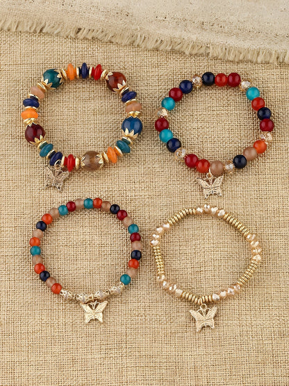 Bohemian Multi-Layered Beaded Butterfly Pendant Bracelets