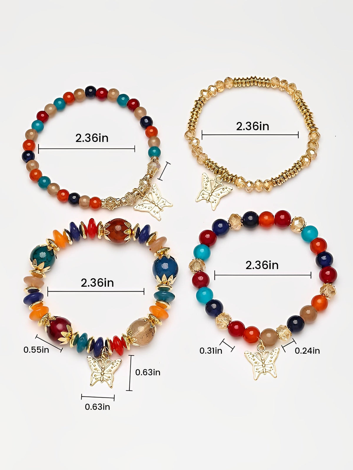 Bohemian Multi-Layered Beaded Butterfly Pendant Bracelets