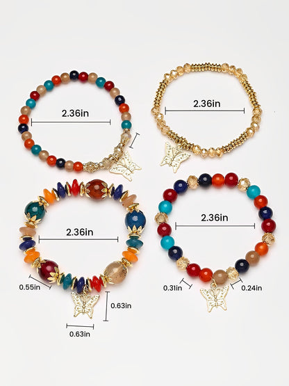 Bohemian Multi-Layered Beaded Butterfly Pendant Bracelets