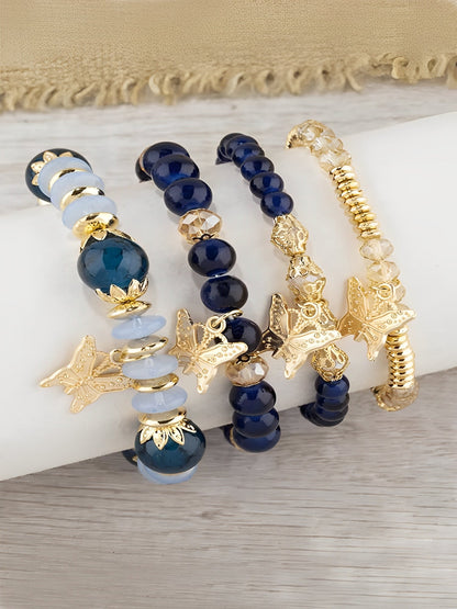 Bohemian Multi-Layered Beaded Butterfly Pendant Bracelets