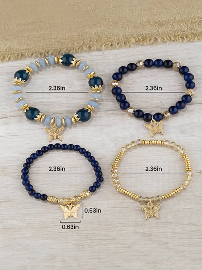 Bohemian Multi-Layered Beaded Butterfly Pendant Bracelets