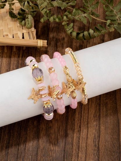 Bohemian Multi-Layered Beaded Butterfly Pendant Bracelets
