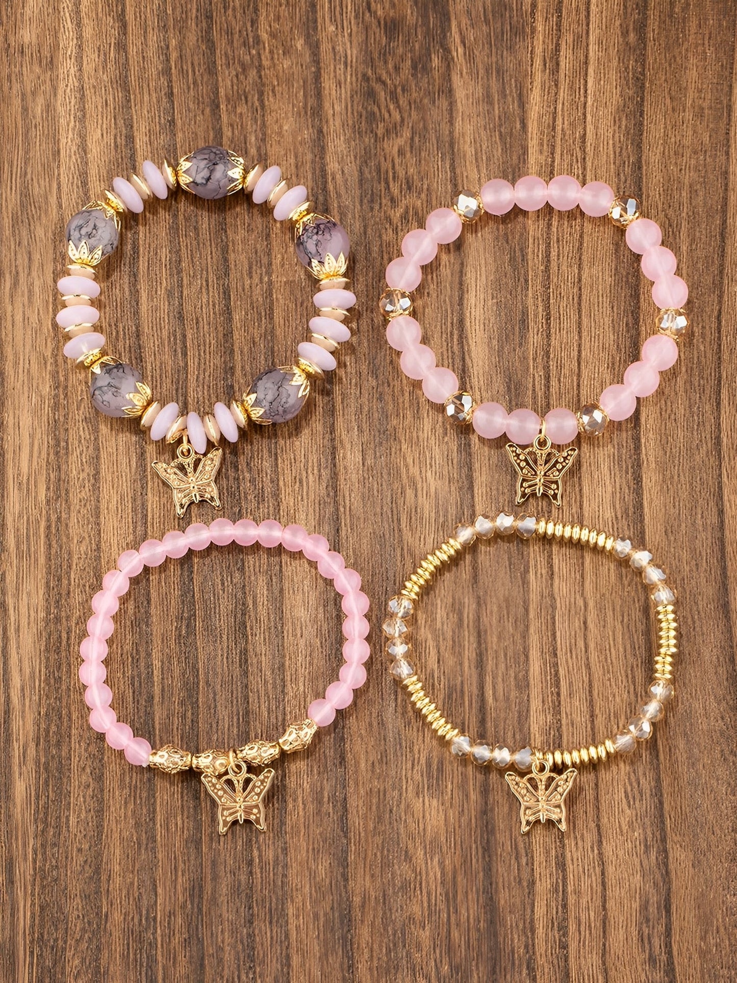Bohemian Multi-Layered Beaded Butterfly Pendant Bracelets