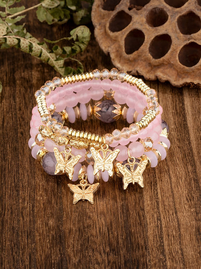 Bohemian Multi-Layered Beaded Butterfly Pendant Bracelets